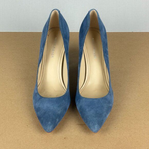Marc Fisher Viviene Suede Pumps Womens 8.5 Dusty Blue Heels Comfort - Picture 2 of 10